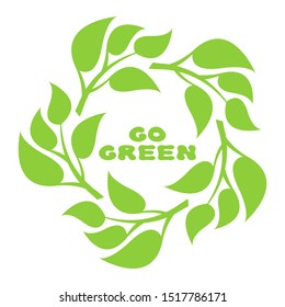 Abstract leaf frame logo. Go green.