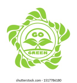 Abstract leaf frame logo. Go green.