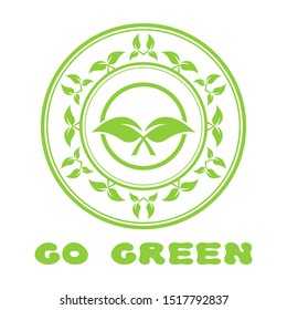 Abstract leaf frame logo. Go green.
