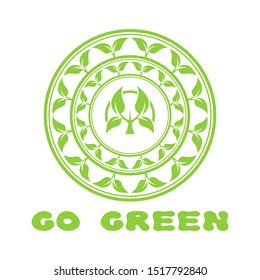 Abstract leaf frame logo. Go green.