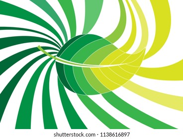 Abstract leaf with geometric swirl background 