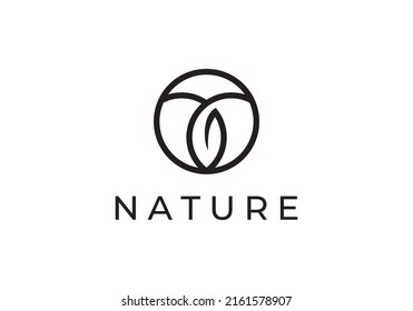 abstract leaf and globe logo, graphic vector illustration.