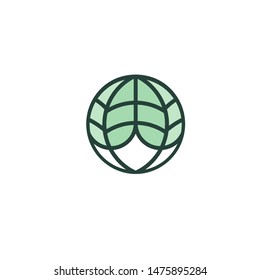 abstract leaf globe nature logo design