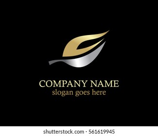 abstract leaf gold logo