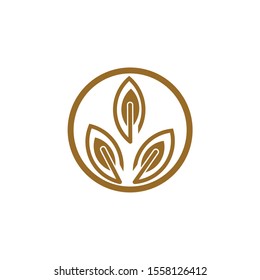 abstract leaf gold logo design vector illustration