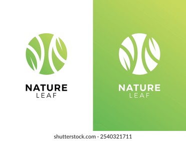 abstract leaf grow logo design. leaves nature with circle abstract icon vector inspiration