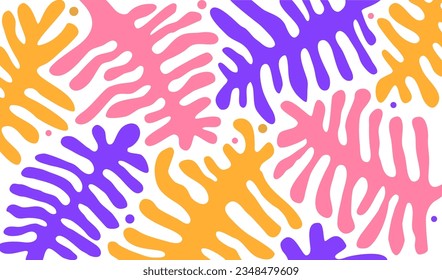 Abstract leaf hand drawn background. Abstract botanical art background vector. Natural hand drawn background. Abstract background with hand draw art nature design. 