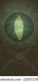 Hoja abstracta y líneas dibujadas a mano