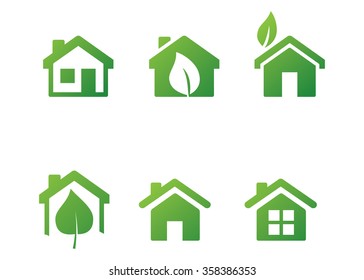 Abstract leaf house logo design template. Colorful sign. Universal vector icon