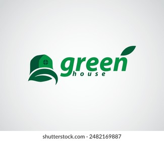 abstract leaf with a house on it logo design