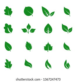 Abstract leaf icon set isolated on white background. Collection of leaf icons for symbol, logo, sign, label and app. Creative art concept. Vector illustration, flat leaves