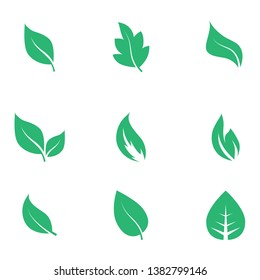 Abstract leaf icon set isolated on white background. Collection of leaf icons for symbol, logo, sign, label and app. Creative art concept. Vector illustration, flat leaves