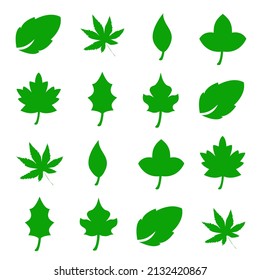 Abstract leaf icon set isolated on white background. Collection of leaf icons for symbol, logo, sign, label and app.  Vector illustration
