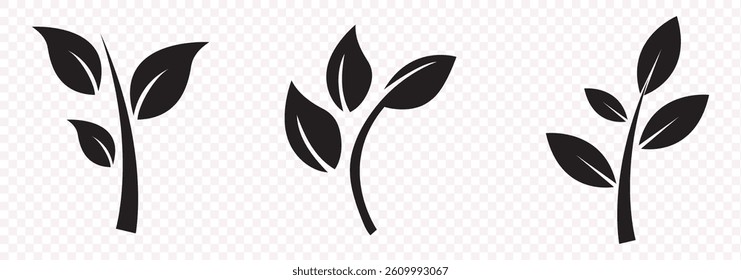 Abstract leaf icon set isolated on white background. Collection of leaf icons for symbol, logo, sign, label and app. Creative art concept. Vector illustration, flat leaves