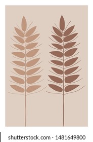 Abstract Leaf Illustration. Botanical Vector Logo Print.
