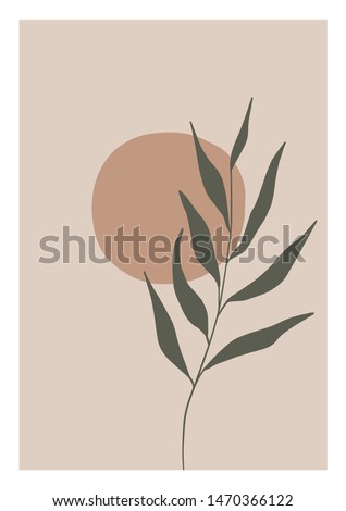 Abstract Leaf Illustration. Botanical Vector Logo Print.
