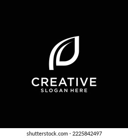 Abstract leaf letter P Logo Design Template