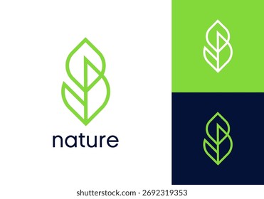 abstrato linha folha arte logotipo. natureza árvore ícone floresta design conceito	
