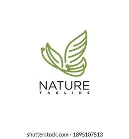 Abstract leaf , with line art style design vector template
