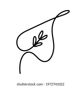 Abstract leaf as line drawing on the white background. Vector