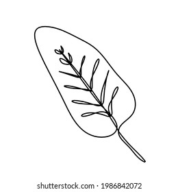 Hoja abstracta como dibujo de línea sobre el fondo blanco. Vector