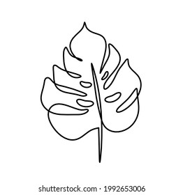Abstract leaf as line drawing on the white background. Vector