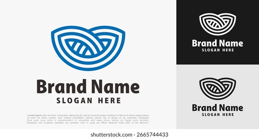 abstract leaf line logo design, vector illustration