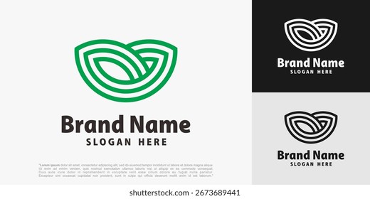 abstract leaf line logo design, vector illustration