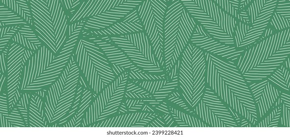 Abstract leaf Lines Background. Leaves Linear Style Seamless Pattern.  