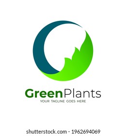 Abstract leaf logo with leaf design nature, circle icon
