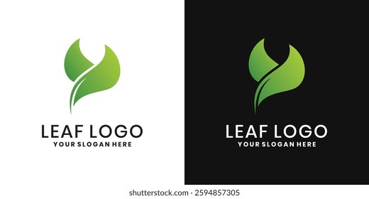 Abstract leaf logo design template