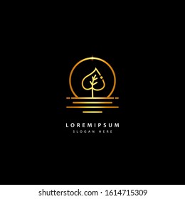 Abstract Leaf Logo design vector with gold color template (4)