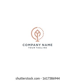 Abstract Leaf Logo design vector template linear style