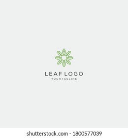Resumen del concepto de la línea de la plantilla vectorial del diseño del logotipo de hoja.