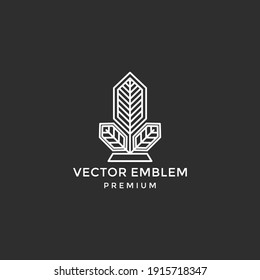 Abstract Leaf Logo design vector template linear style on black background