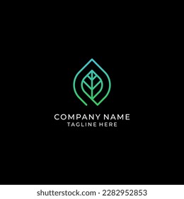 Abstract Leaf Logo design vector template linear style.	