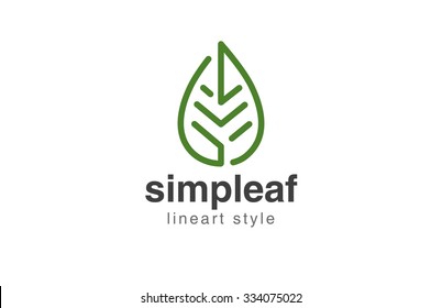 Abstract Leaf Logo design vector template linear style.