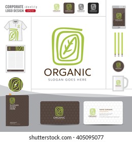 Abstract leaf logo design,Organic elegant logo design,Corporate identity concept for organic shop,restaurant,vector illustrator