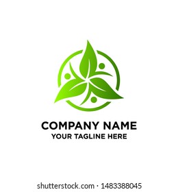 abstract leaf logo. Leaf with human logo templates