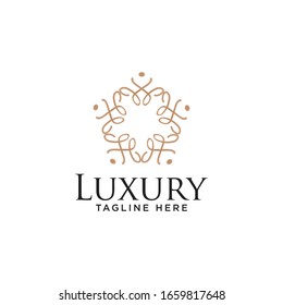 Abstract Leaf logo icon design. Elegant crown line symbol. Universal premium vector sign