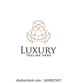 Abstract Leaf logo icon design. Elegant crown line symbol. Universal premium vector sign