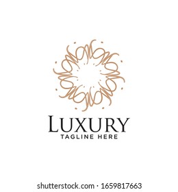 Abstract Leaf logo icon design. Elegant crown line symbol. Universal premium vector sign