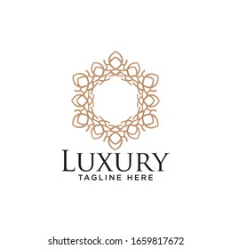 Abstract Leaf logo icon design. Elegant crown line symbol. Universal premium vector sign