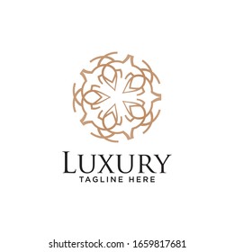 Diseño del icono del logotipo de hoja abstracta. Elegante símbolo de línea de corona. Signo de vector premium universal