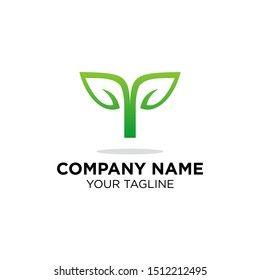 abstract leaf logo, letter t natural logo template 