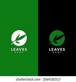 Logotipo de hoja abstracta en círculo, logotipo hoja de bambú círculo espacial negativo
