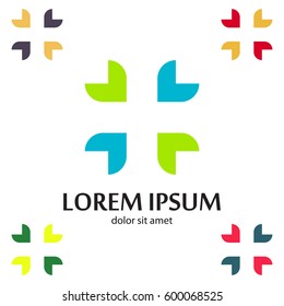 Abstract leaf lowercase flat logo design template. Colorful media icon. Vision Logotype concept idea.