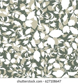 Abstract leaf lush floral seamless pattern. Branch with leaves  background. Flourish nature garden texture