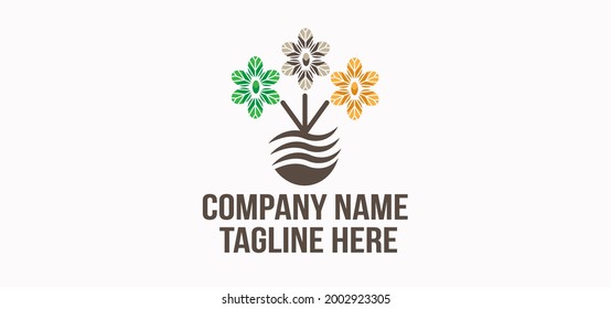 Resumen del Concepto de Logotipo Natural de Hoja. Ilustración del vector de plantilla de diseño