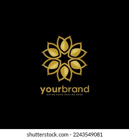 Abstract leaf Ornament design template Luxury Gold Frame Design Element